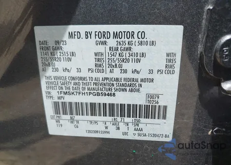 2023 Ford Explorer Limited z USA, uszkodzony, nr VIN 1FMSK7FH1PGB59468